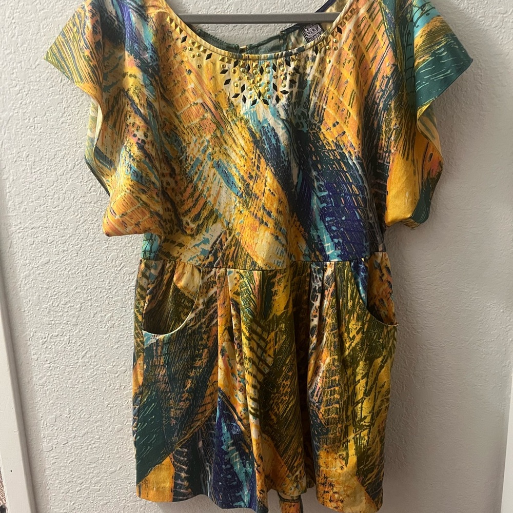 Free People Multicolor Abstract Print Dress